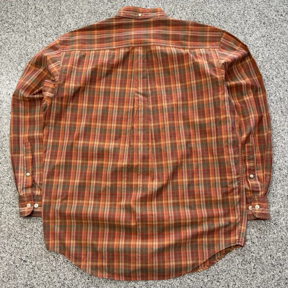 Vintage Banana Republic Shirt Mens M Button Up Long Sleeve Plaid Orange